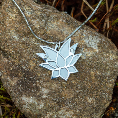 sacred geometry stainless steel lotus pendant