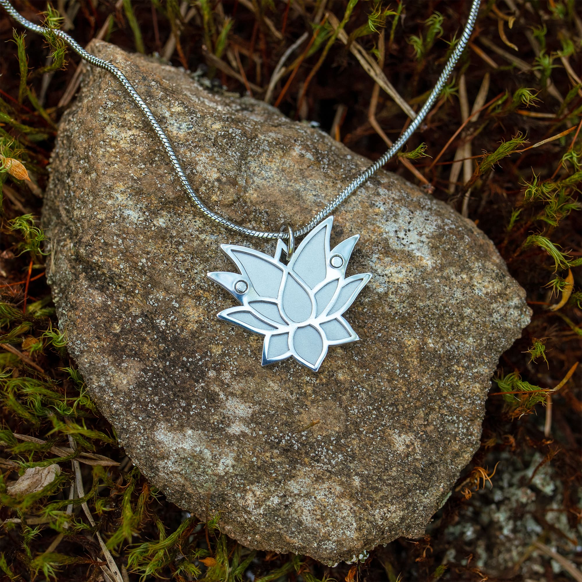 lotus sacred geometry stainless pendant